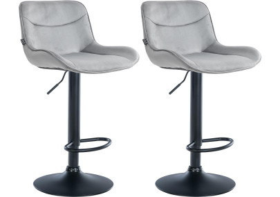 Ensemble de 2 tabourets de bar Vonore en velours, noir et gris