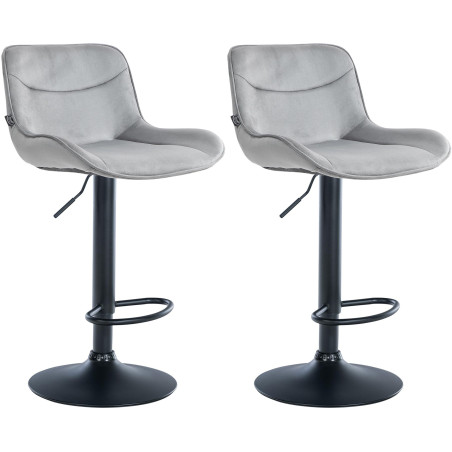 Lot de 2 tabourets de bar Vonore en velours noir gris