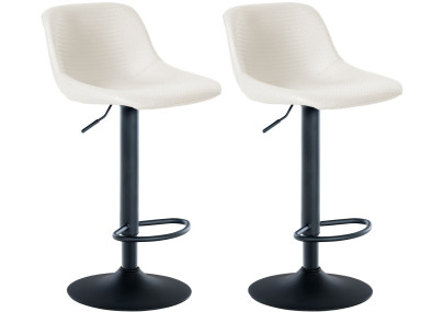 Juego de 2 taburetes de bar tipo loft, de piel sintética, color crema