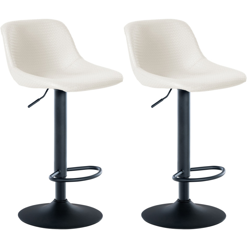 Conjunto de 2 banquetas de bar estilo loft, em couro sintético, cor creme.