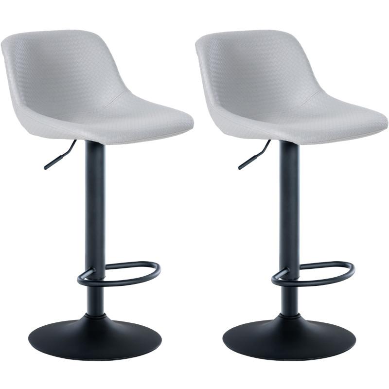 Ensemble de 2 tabourets de bar, style loft, similicuir, gris