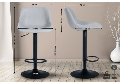 Ensemble de 2 tabourets de bar, style loft, similicuir, gris