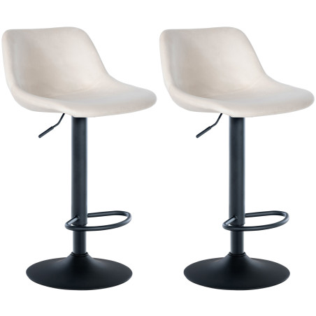 Conjunto de 2 banquetas de bar, estilo loft, veludo, creme