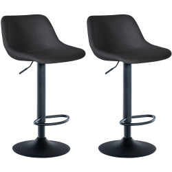 Ensemble de 2 tabourets de bar, style loft, velours, noir