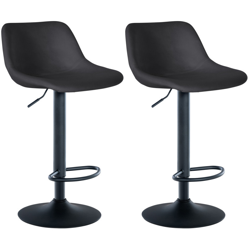 Ensemble de 2 tabourets de bar, style loft, velours, noir