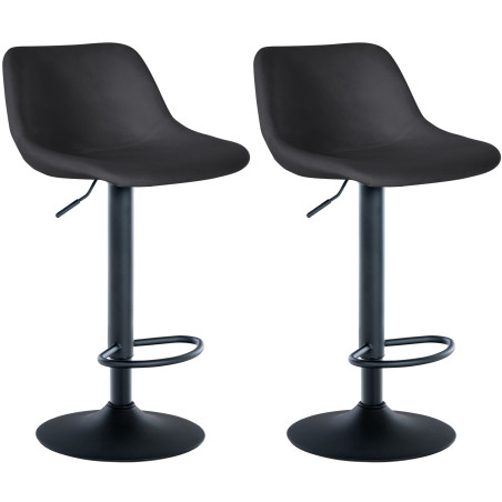 Ensemble de 2 tabourets de bar, style loft, velours, noir