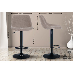 Ensemble de 2 tabourets de bar, style loft, en tissu taupe