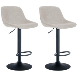 Ensemble de 2 tabourets de bar, tissu Loft, crème