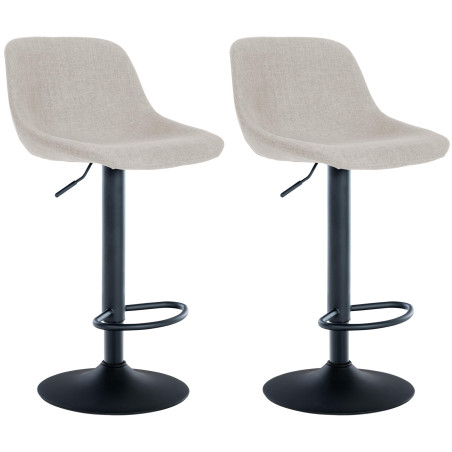 Ensemble de 2 tabourets de bar, style loft, en tissu crème