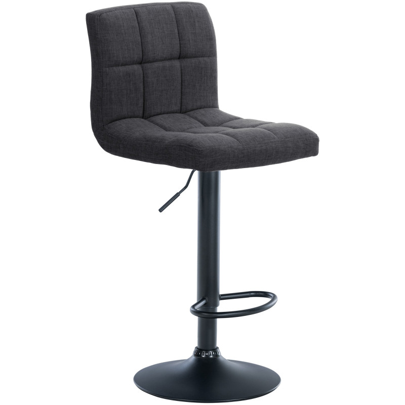 Tabouret de bar Calma, tissu noir/gris foncé