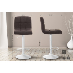 Tabouret de bar Calma en tissu blanc brun