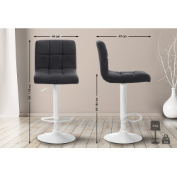 Tabouret de bar Calma en tissu blanc gris foncé