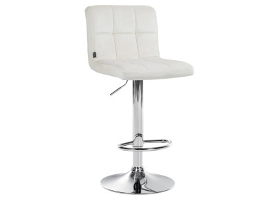 Tabouret de bar Peru, velours, chrome, crème