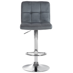 Tabouret de bar Peru, velours, chrome gris foncé