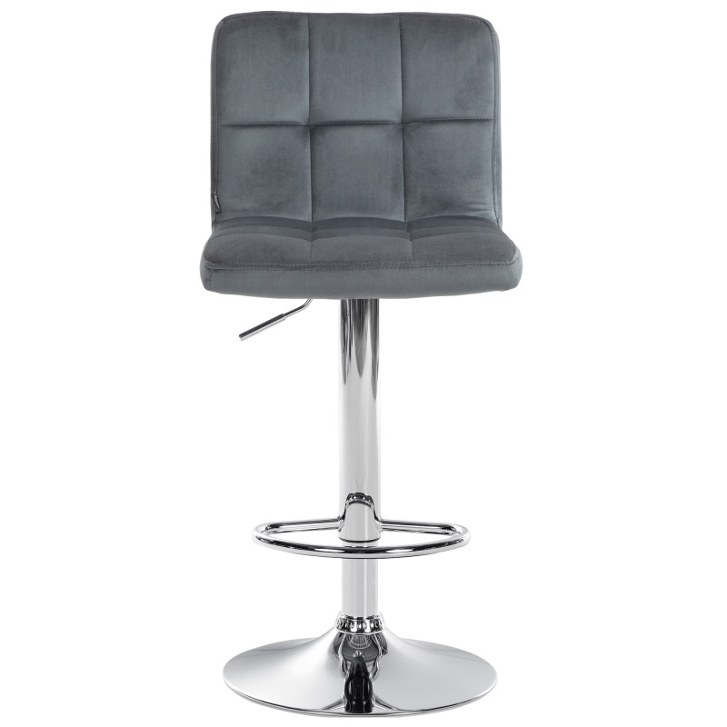 Tabouret de bar Peru, velours, chrome gris foncé