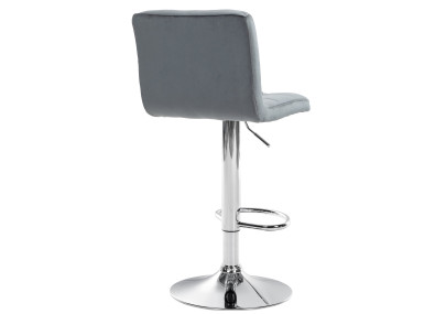 Tabouret de bar Peru, velours, chrome, gris foncé