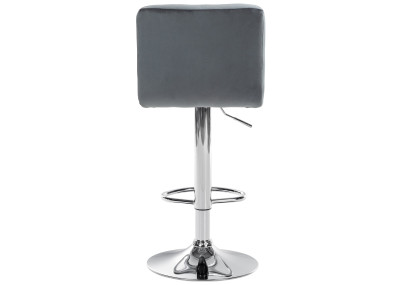 Tabouret de bar Peru, velours, chrome, gris foncé