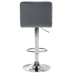 Tabouret de bar Peru, velours, chrome, gris foncé