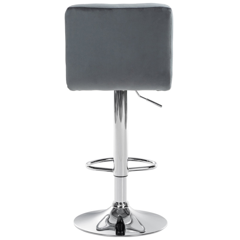 Tabouret de bar Peru, velours, chrome gris foncé