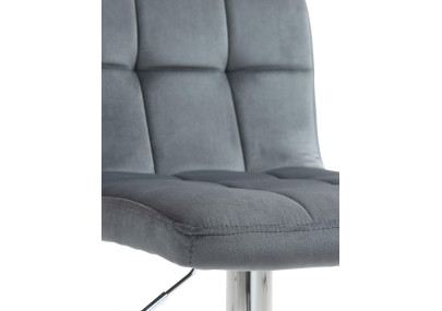 Tabouret de bar Peru, velours, chrome, gris foncé