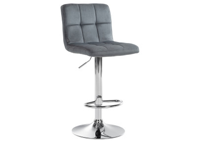 Tabouret de bar Peru, velours, chrome, gris foncé