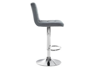 Tabouret de bar Peru, velours, chrome, gris foncé