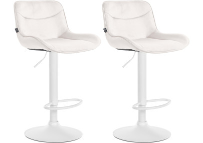 Lot de 2 tabourets de bar Vonore en velours blanc/crème