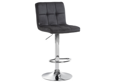 Tabouret de bar Peru, velours, chrome, noir