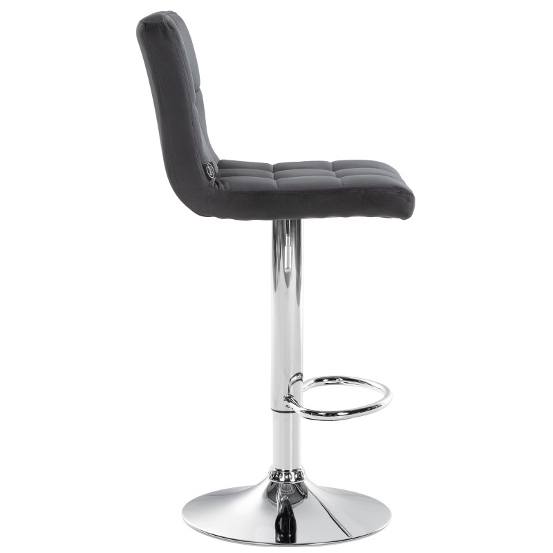 Tabouret de bar Peru, velours, chrome, noir