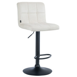 Tabouret de bar Peru, velours, noir et crème