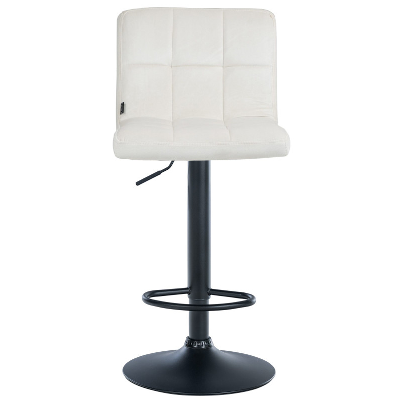 Tabouret de bar Peru, velours, noir et crème