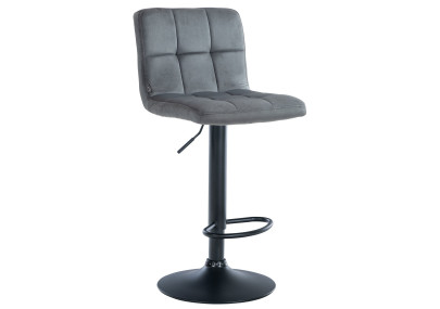 Tabouret de bar Peru, velours, noir/gris foncé