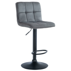 Tabouret de bar Peru, velours, noir/gris foncé