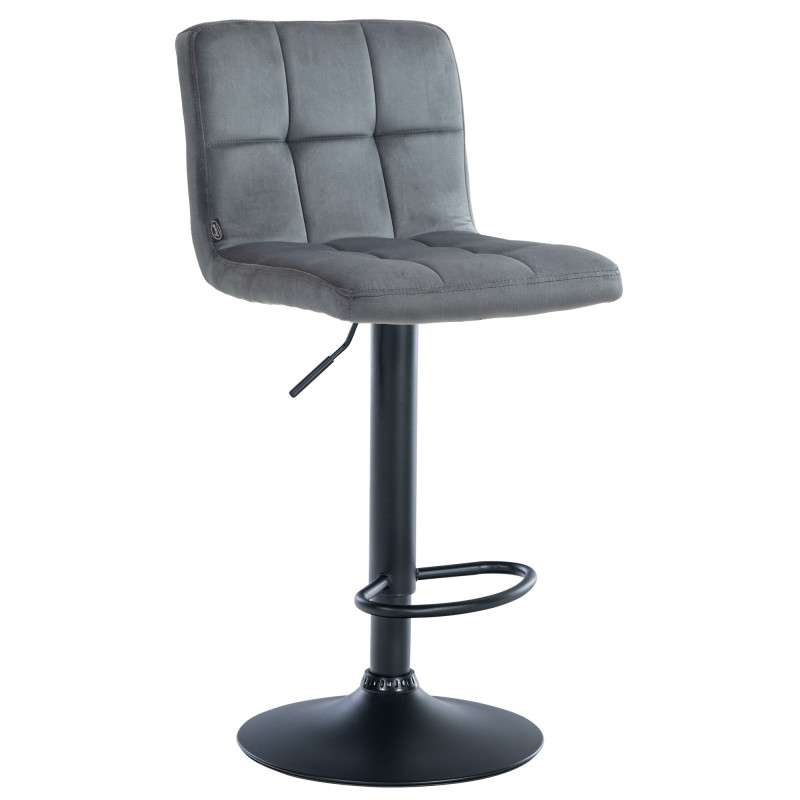 Tabouret de bar Pérou, velours noir gris foncé