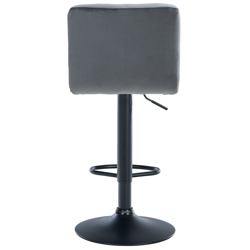 Tabouret de bar Pérou, velours noir gris foncé