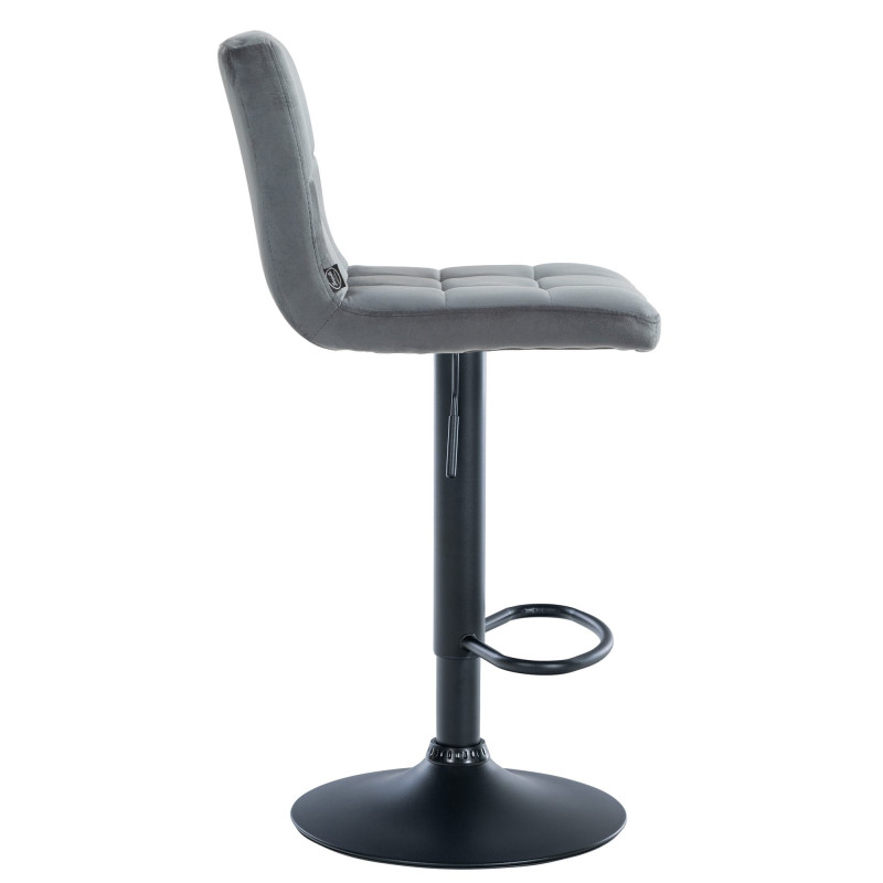 Tabouret de bar Pérou, velours noir gris foncé