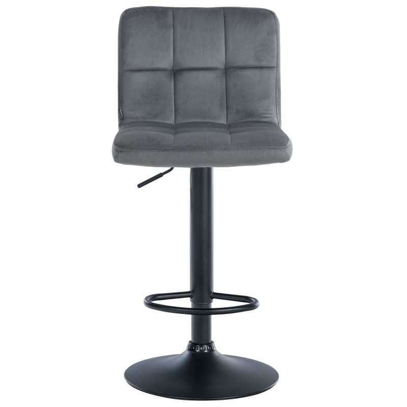 Tabouret de bar Peru, velours, noir/gris foncé