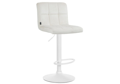 Tabouret de bar en velours Pérou, blanc/crème