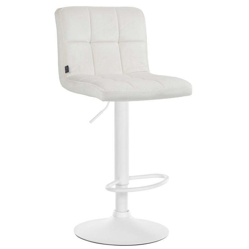 Tabouret de bar en velours Pérou, blanc/crème