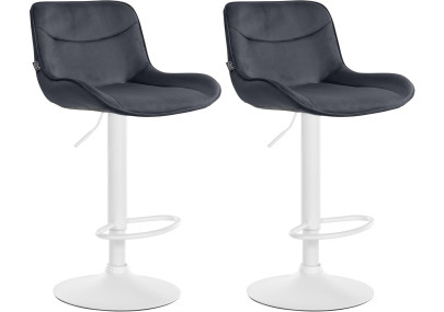 Lot de 2 tabourets de bar Vonore en velours, blanc et noir