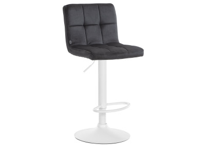 Tabouret de bar Peru, velours, blanc/noir