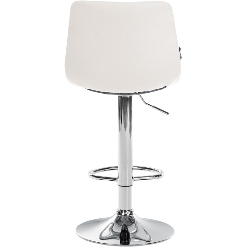 Tabouret de bar Jerry, similicuir, chromé, blanc