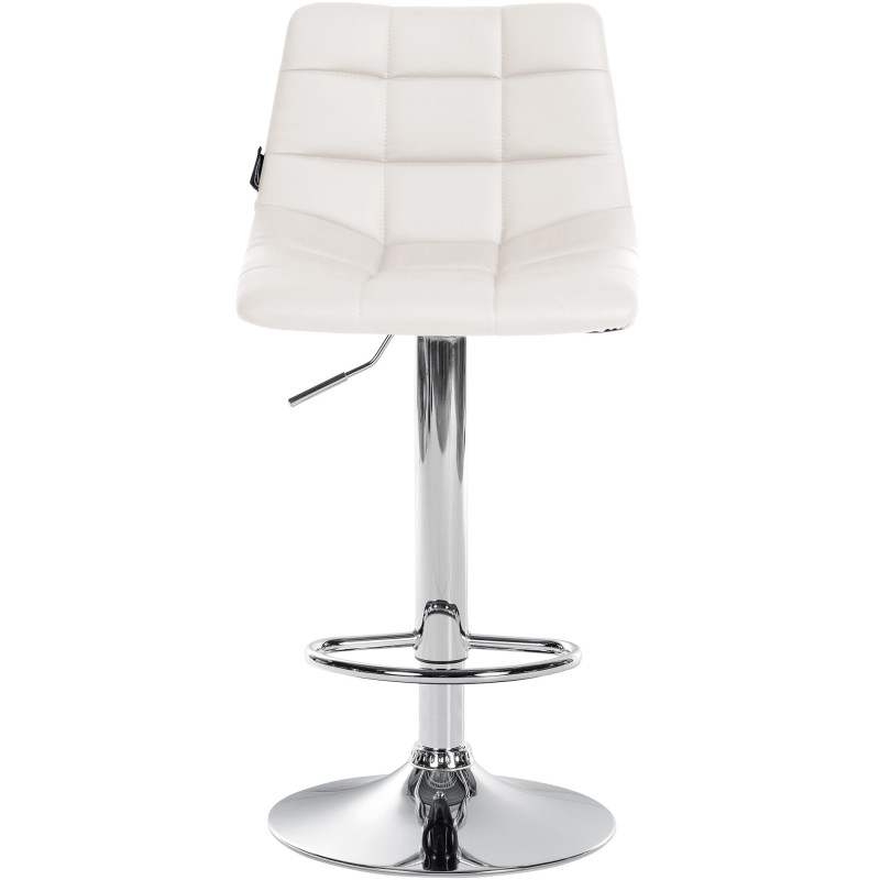 Tabouret de bar Jerry, similicuir, chromé, blanc