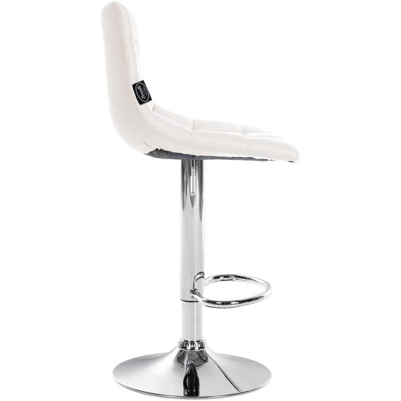 Tabouret de bar Jerry, similicuir, chromé blanc