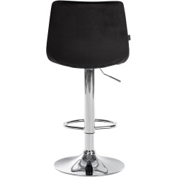 Tabouret de bar Jerry, velours, chrome, noir