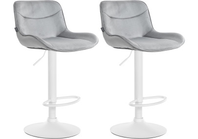 Ensemble de 2 tabourets de bar Vonore, velours, blanc/gris
