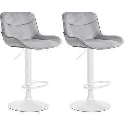Set di 2 sgabelli da bar Vonore in velluto grigio,bianco