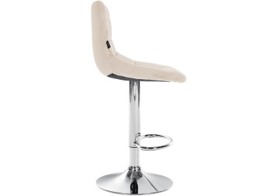 Tabouret de bar Jerry en velours, chrome et crème