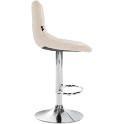 Tabouret de bar Jerry en velours, chromé crème