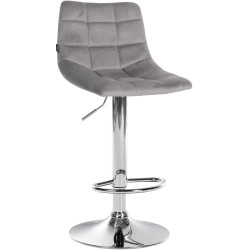 Tabouret de bar Jerry, velours, gris chromé